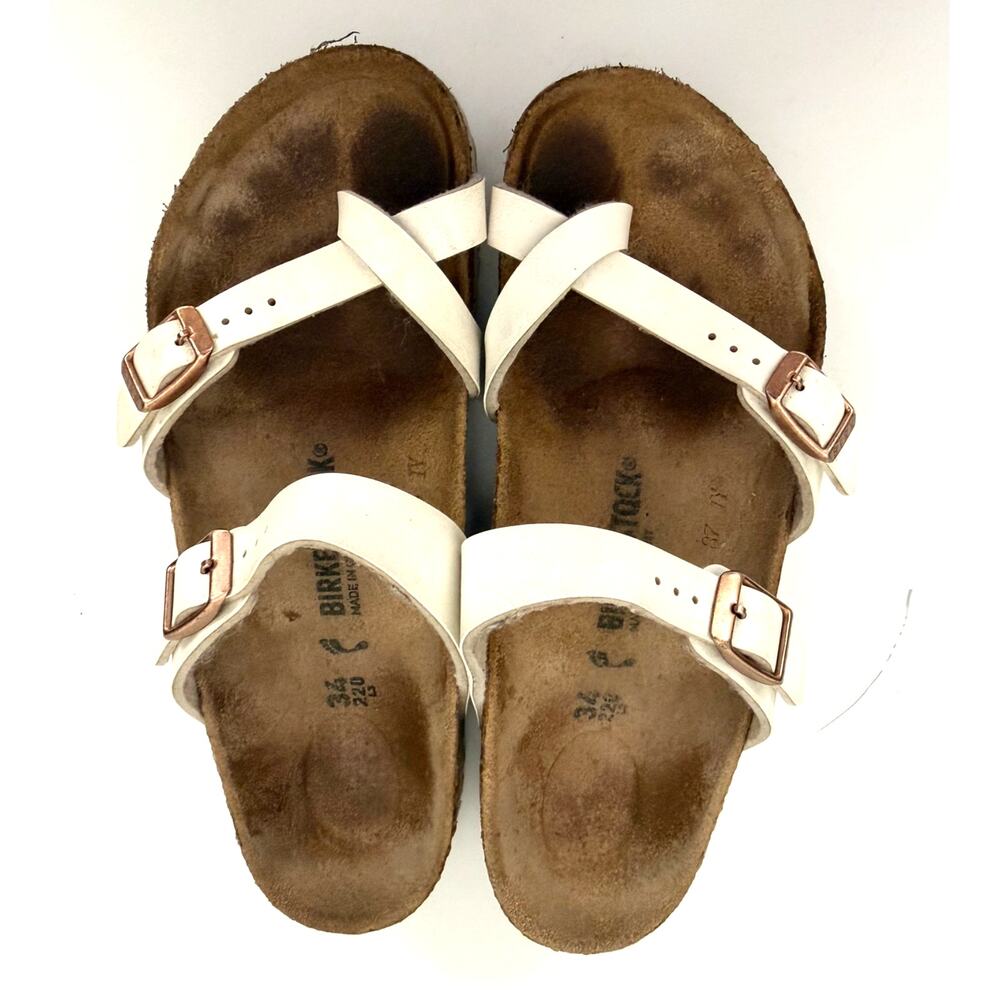 Birkenstock White Leather Mayari Thong Sandals Kids/Women EU 34 / US 3-3.5
